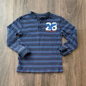 Old Navy Kids Long Sleeve Shirt - Blue and Red Stripes